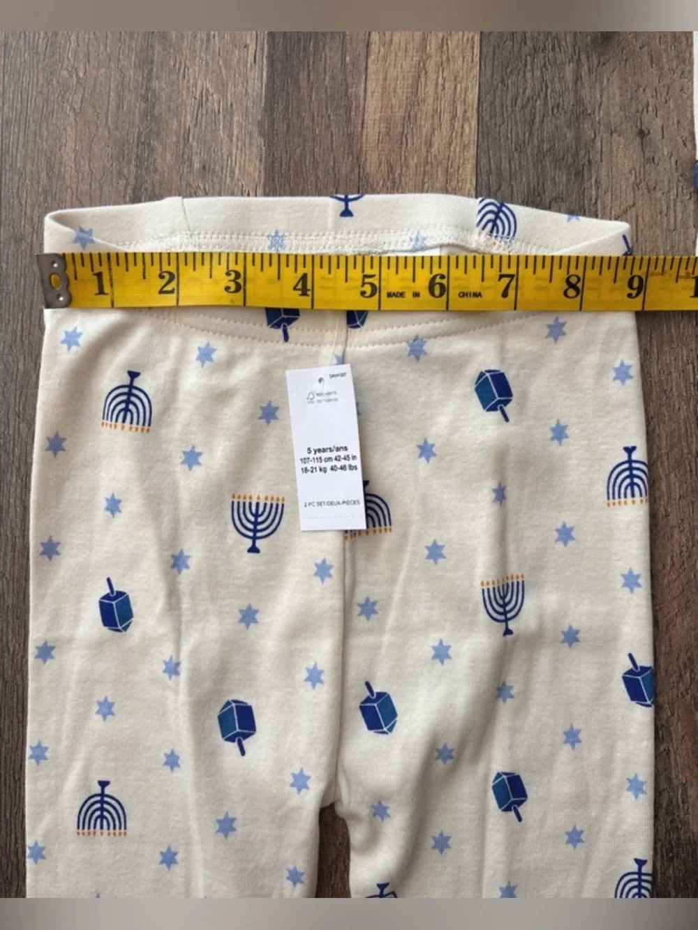 Baby Gap Organic Cotton Blue and Cream Hanukkah 2 piece Set pajamas size 5 new